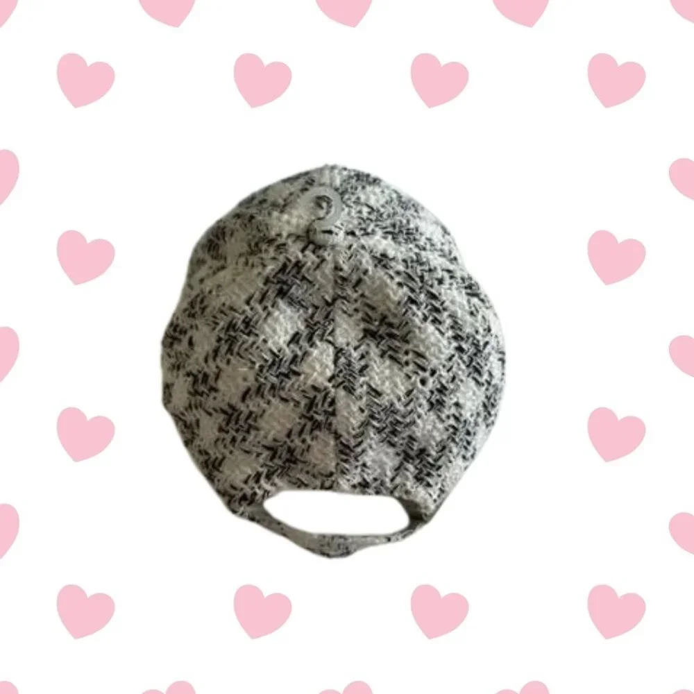 Karl Lagerfeld Paris Adjustable Black and White Tweed Hat NWT - Picture 2 of 7
